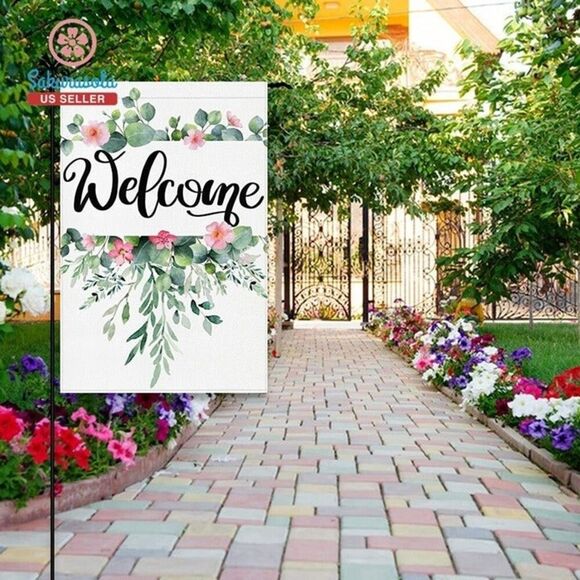 Spring Welcome Garden Flag: Spring Flower Yard Flag 12X18 Inch Floral Welcome - Picture 5 of 9